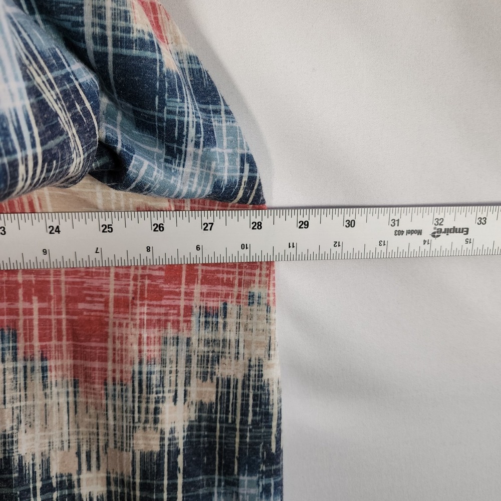 Catherines 3X Tunic Top Ikat Chevron Blue Coral Linen Blend Tassel V-Neck 3/4 Sl - Picture 8 of 9
